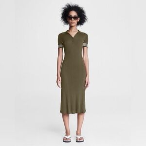 Rag and Bone Payton Midi Olive‎ Green Polo Dress size XS